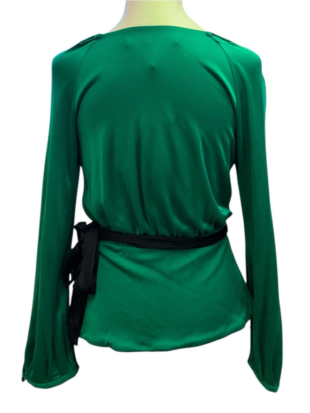 DVF Diane Von Furstenberg Venmo Emerald Green Long Sleeve Wrap US Small NWT - Picture 4 of 15